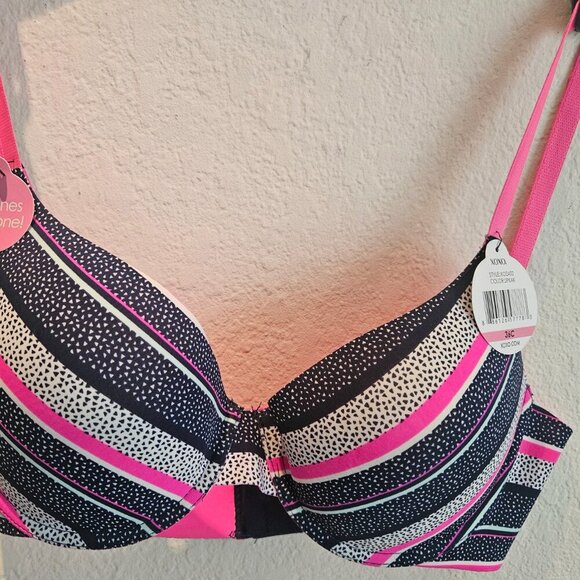 NWT XOXO Bra Lines Be Gone Cute padded push up hot pink navy polka dots bra 36C - Picture 6 of 7